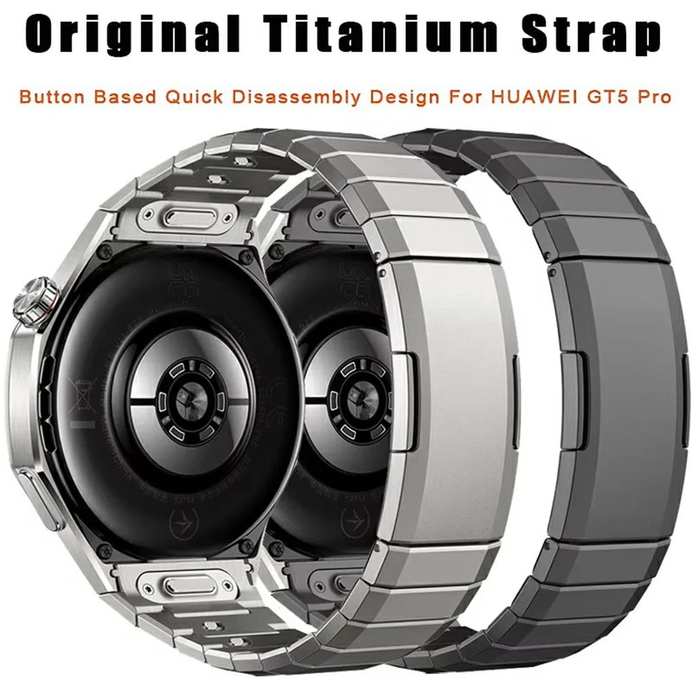 For Huawei Watch GT 5 Pro 46mm Wrist Band 1-Bead Titanium Alloy Watch Strap - Titanium - 5