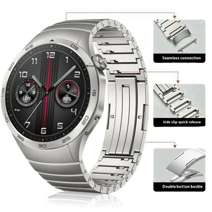 For Huawei Watch GT 4 46mm Stainless Steel Watch Strap 1-Bead Replacement Wrist Band - Silver - 4