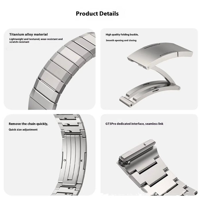 For Huawei Watch GT 4 46mm Stainless Steel Watch Strap 1-Bead Replacement Wrist Band - Silver - 5
