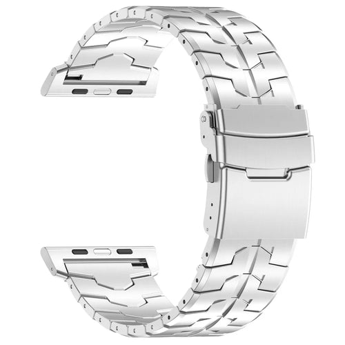 Watch Strap for Apple Watch Ultra 3 2 1 49mm / Series 11 10 46mm / 9 8 7 45mm / SE3 SE2 SE 6 5 4 44mm / 3 2 1 42mm Titanium Alloy Band with Flat Buckle - Silver - 1