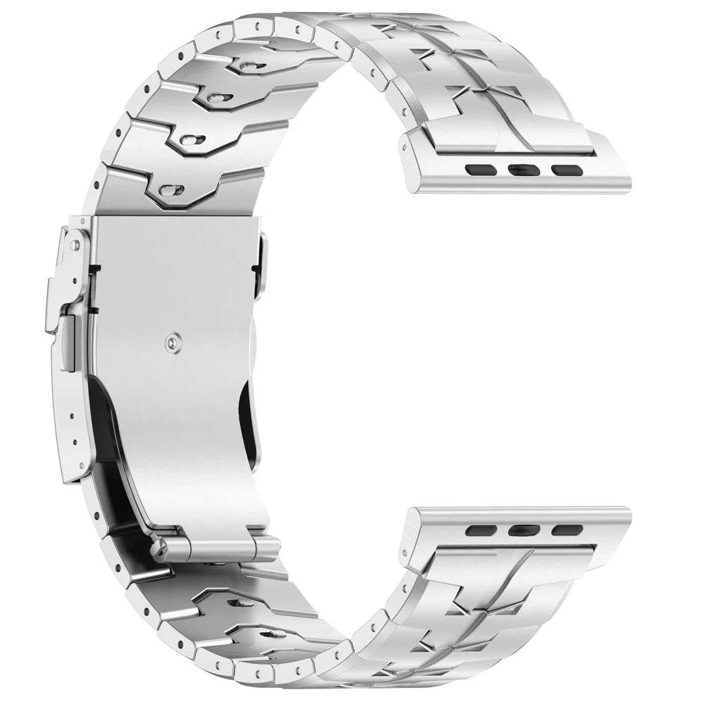 Watch Strap for Apple Watch Ultra 3 2 1 49mm / Series 11 10 46mm / 9 8 7 45mm / SE3 SE2 SE 6 5 4 44mm / 3 2 1 42mm Titanium Alloy Band with Flat Buckle - Silver - 2
