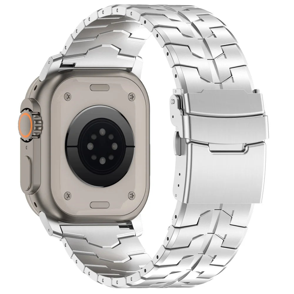 Watch Strap for Apple Watch Ultra 3 2 1 49mm / Series 11 10 46mm / 9 8 7 45mm / SE3 SE2 SE 6 5 4 44mm / 3 2 1 42mm Titanium Alloy Band with Flat Buckle - Silver - 3