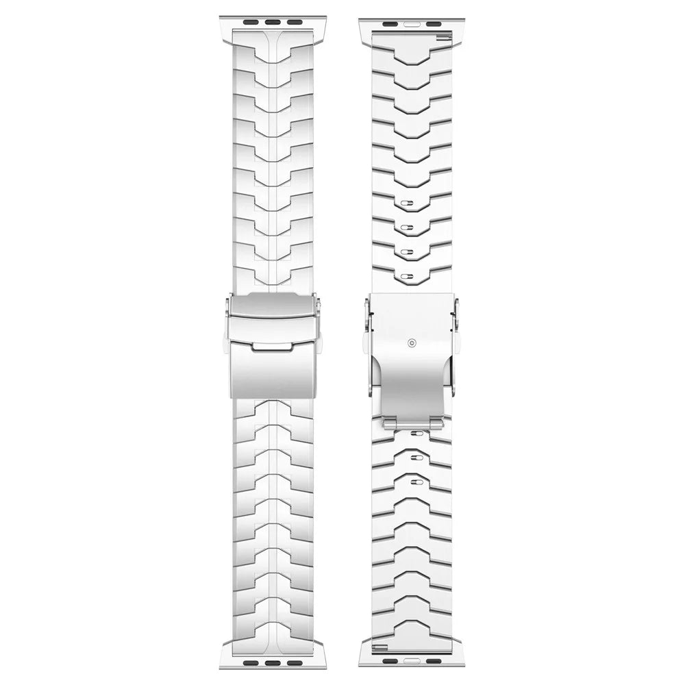 Watch Strap for Apple Watch Ultra 3 2 1 49mm / Series 11 10 46mm / 9 8 7 45mm / SE3 SE2 SE 6 5 4 44mm / 3 2 1 42mm Titanium Alloy Band with Flat Buckle - Silver - 5