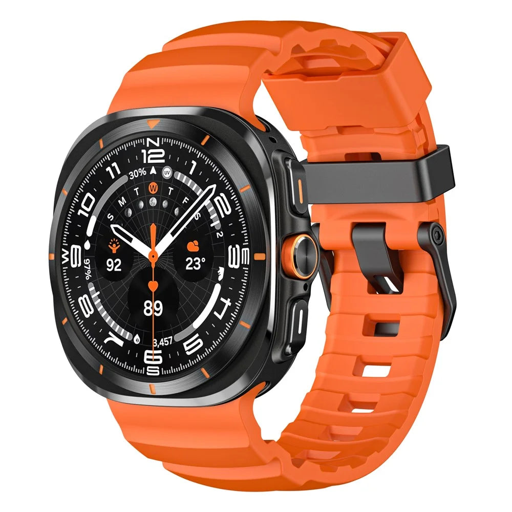 For Samsung Galaxy Watch Ultra2 47mm / Watch Ultra (2025) 47mm / Watch Ultra 47mm Watch Band Adjustable Silicone Replacement Sports Strap - Orange - 3