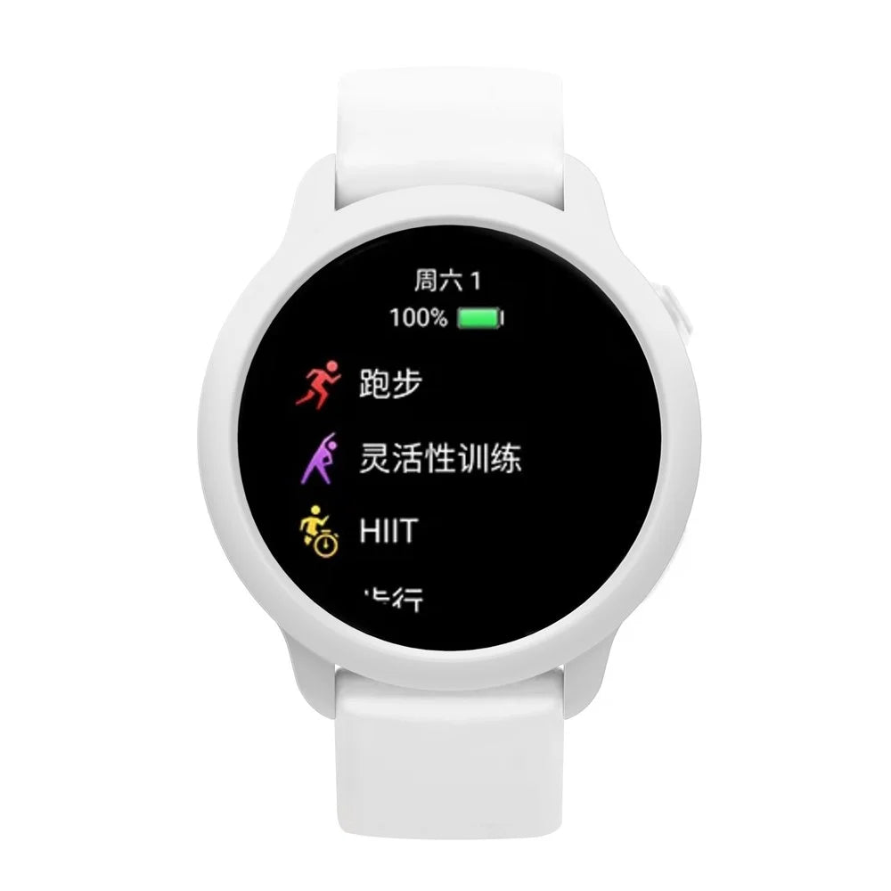 For GarminActive 6 Watch Band Silicone Replacement Strap with Protective Case - White - 4