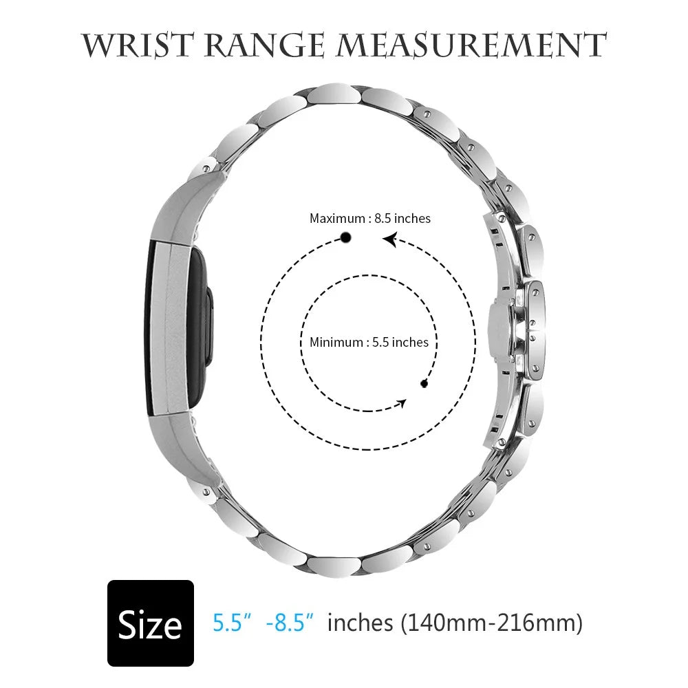7 Beads Design Stainless Steel Replacement Watch Band Wrist Strap for Fitbit Charge 2 - Silver/Gold - 4