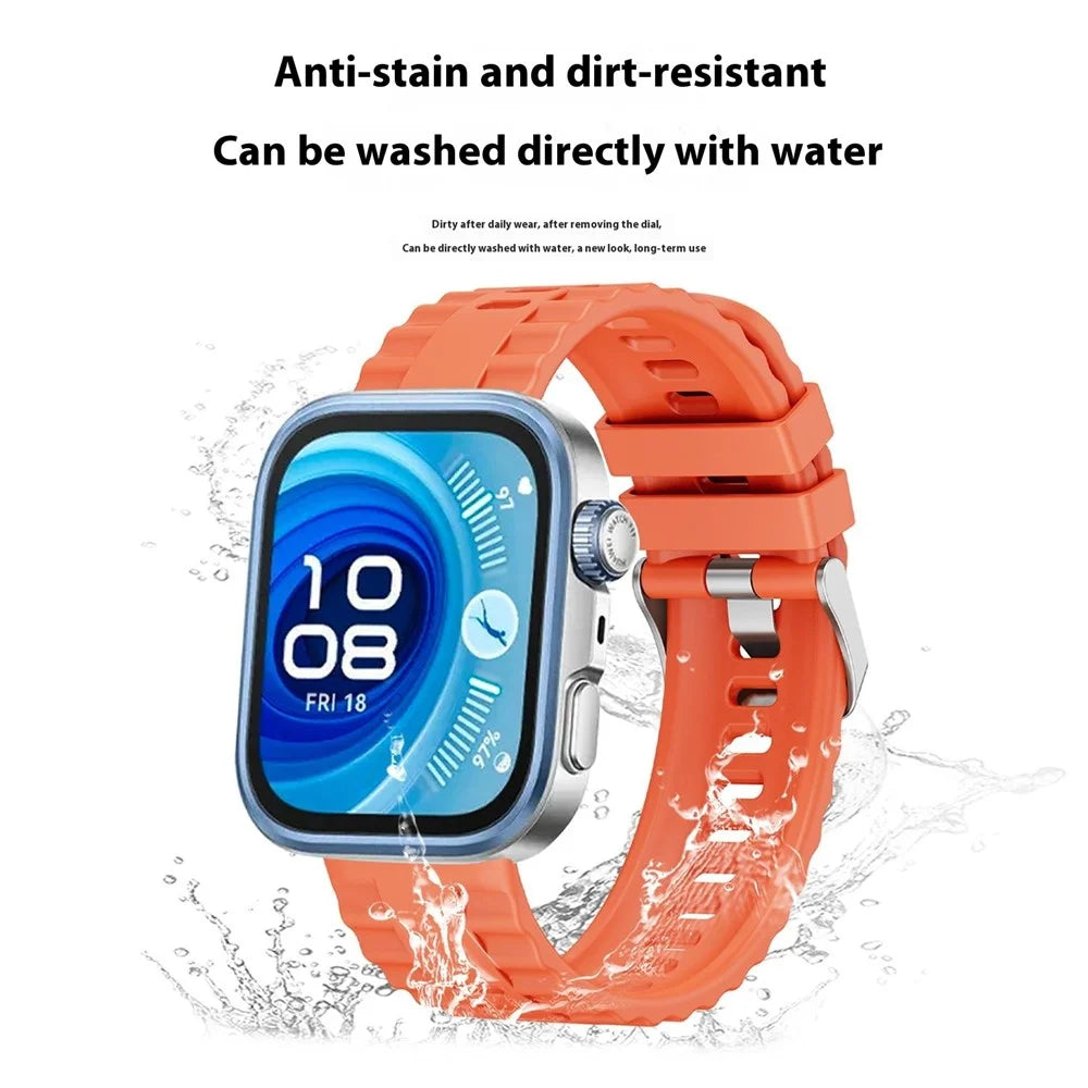 For Huawei Watch Fit 4 Pro Silicone Watch Band Metal Pin Buckle Replacement Wrist Strap - Orange - 3