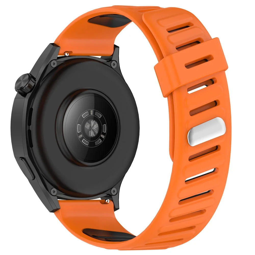 For Huawei Watch GT 5 46mm Silicone Watch Band 22mm Twill Dual Color Wrist Strap - Orange  /  Black - 1