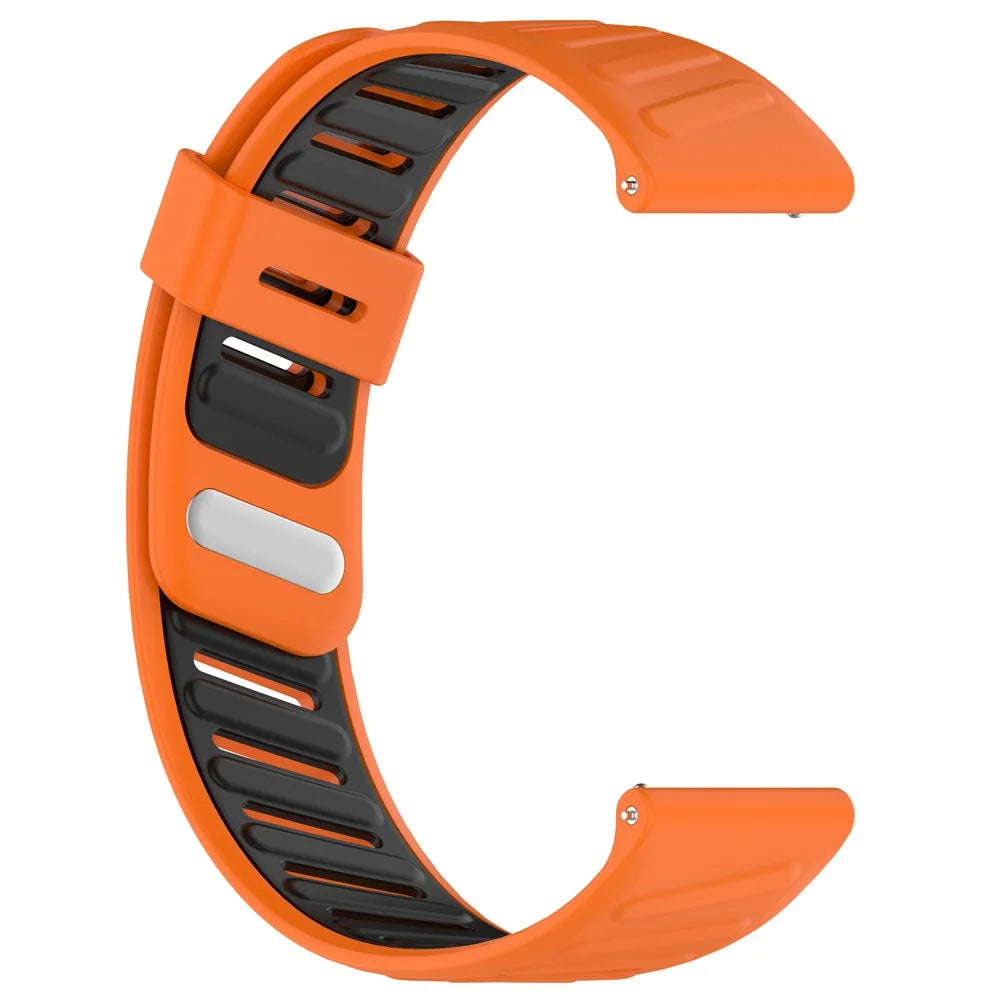 For Huawei Watch GT 5 46mm Silicone Watch Band 22mm Twill Dual Color Wrist Strap - Orange  /  Black - 3
