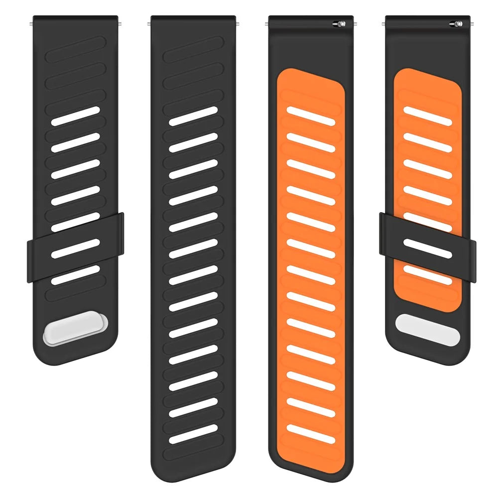 For Huawei Watch GT 5 46mm Silicone Watch Band 22mm Twill Dual Color Wrist Strap - Orange  /  Black - 5