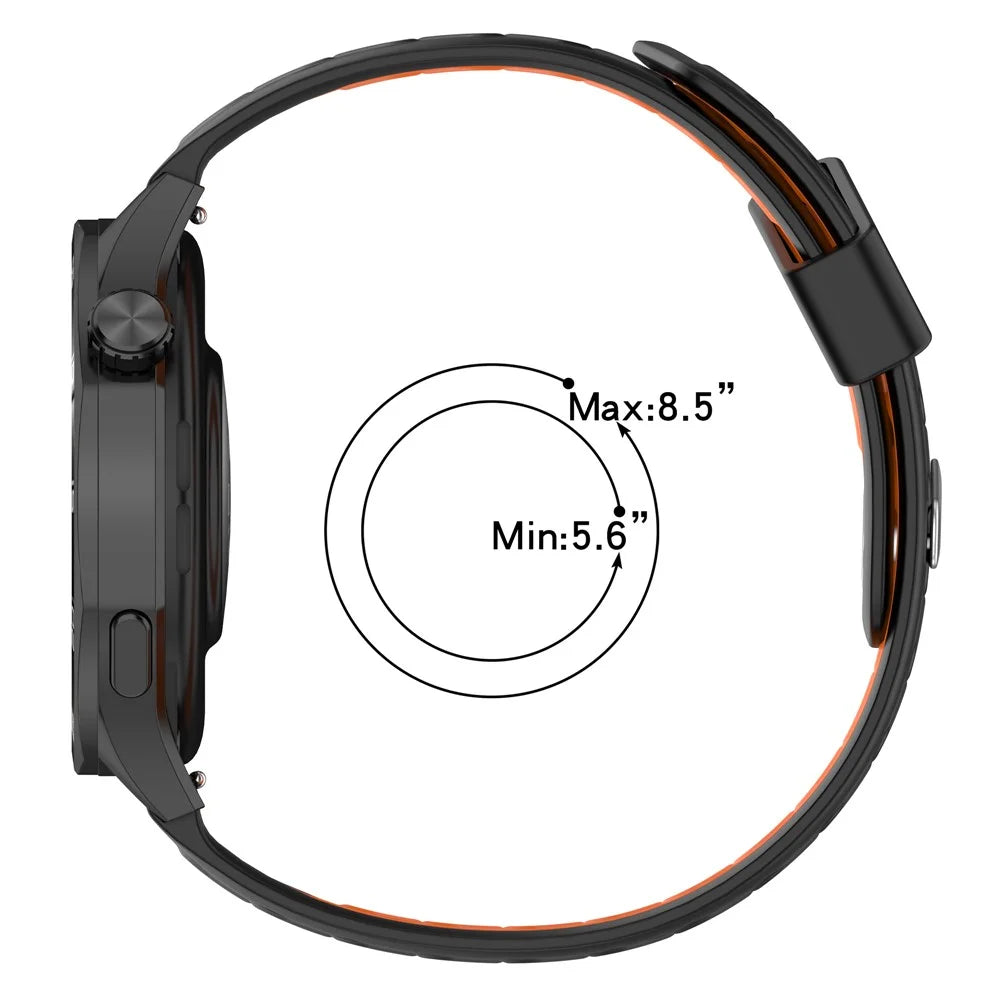 For Huawei Watch GT 5 46mm Silicone Watch Band 22mm Twill Dual Color Wrist Strap - Orange  /  Black - 6