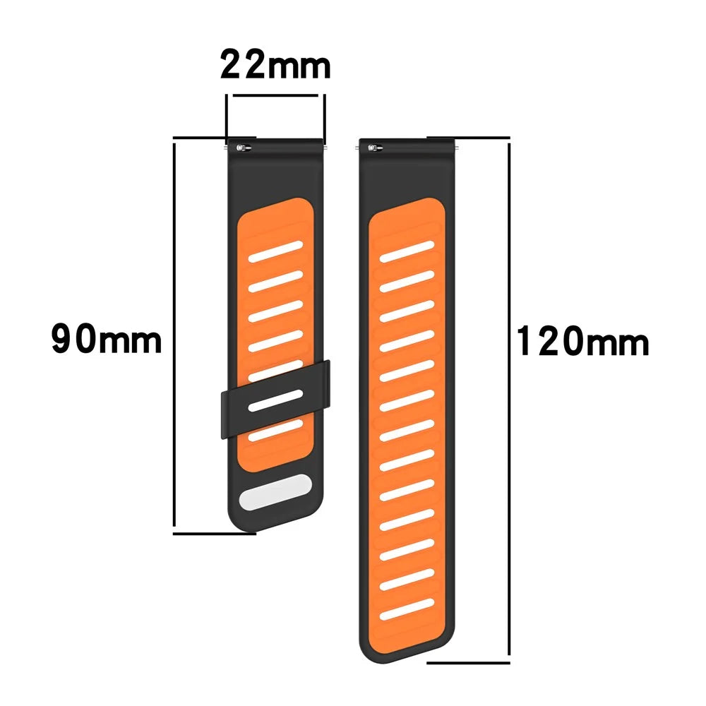For Huawei Watch GT 5 46mm Silicone Watch Band 22mm Twill Dual Color Wrist Strap - Orange  /  Black - 7