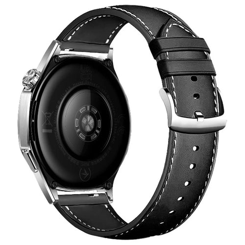 For Huawei Watch GT 5 46mm Watch Band 22mm Leather Textured Silicone Wrist Strap - Black - 1