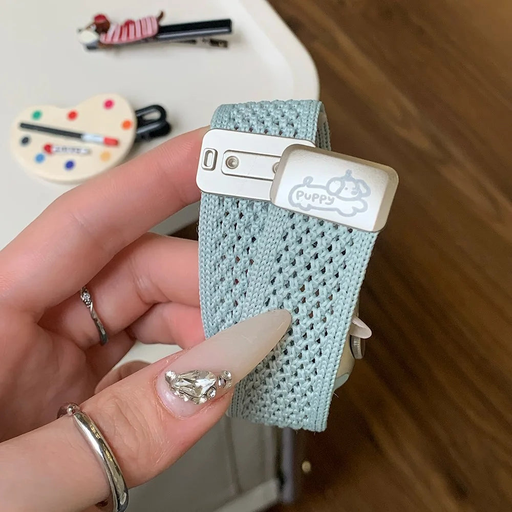 Wrist Strap for Apple Watch Series 11 10 42mm / 9 8 7 41mm / SE3 SE2 SE 6 5 4 40mm / 3 2 1 38mm Dachshund Breathable Nylon Watch Band - Mint Green - 3