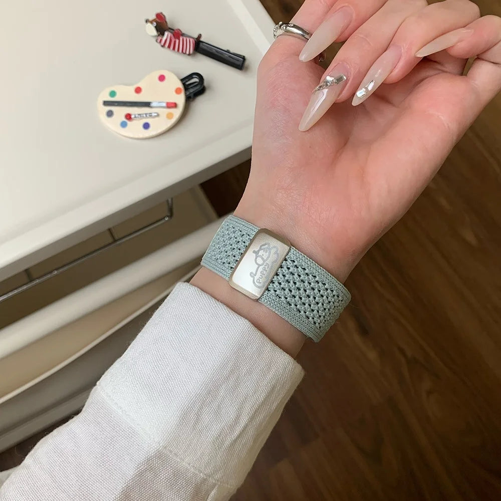 Wrist Strap for Apple Watch Ultra 3 2 1 49mm / Series 11 10 46mm / 9 8 7 45mm / SE3 SE2 SE 6 5 4 44mm / 3 2 1 42mm 42mm Dachshund Breathable Nylon Watch Band - Mint Green - 7