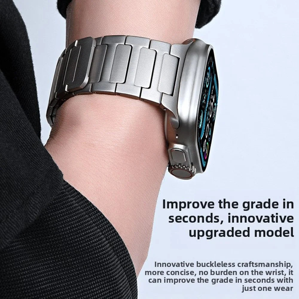 Watch Band For Apple Watch Series 11 10 42mm / 9 8 7 41mm / SE3 SE2 SE 6 5 4 40mm / 3 2 1 38mm I-Shape Magnetic Stainless Steel Wrist Strap - Black - 5