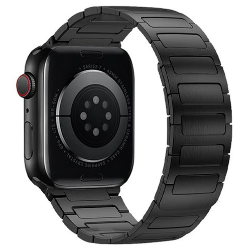 Watch Band For Apple Watch Ultra 3 2 1 49mm / Series 11 10 46mm / 9 8 7 45mm / SE3 SE2 SE 6 5 4 44mm / 3 2 1 42mm 42mm I-Shape Magnetic Stainless Steel Wrist Strap - Black - 1