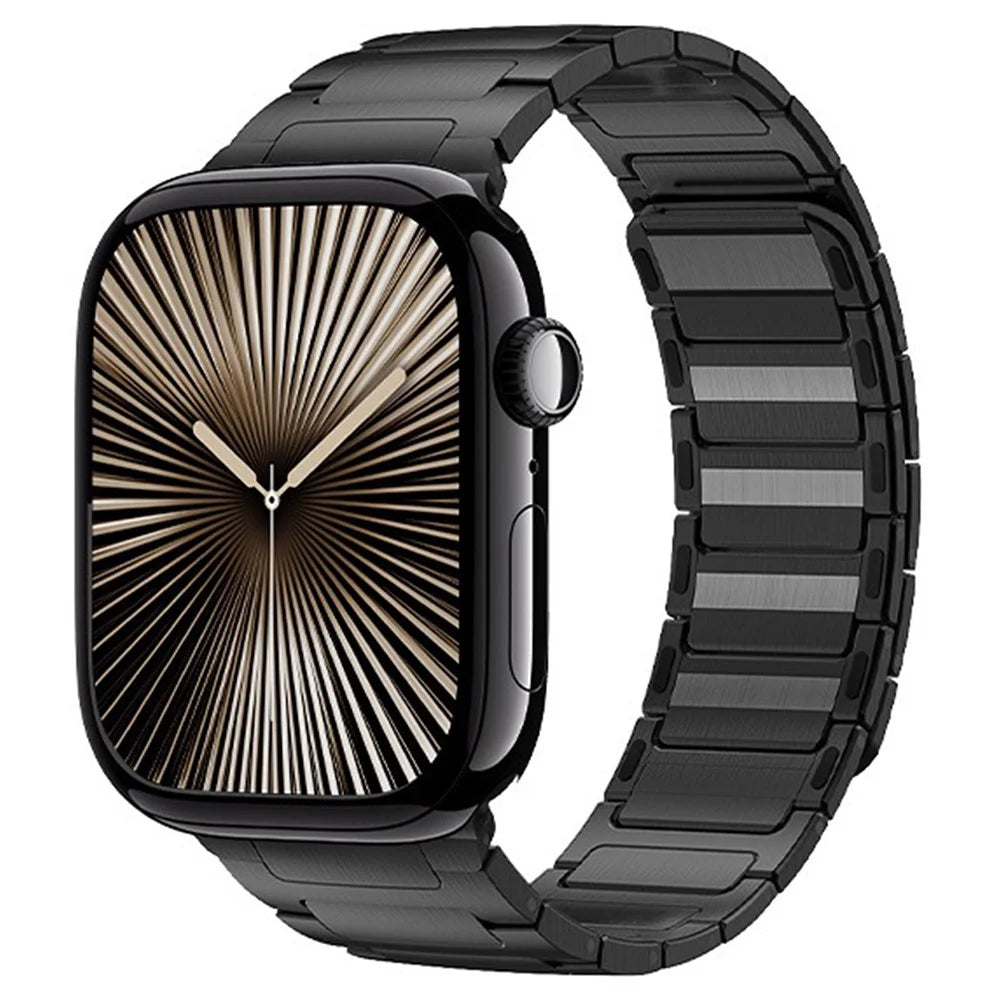 Watch Band For Apple Watch Ultra 3 2 1 49mm / Series 11 10 46mm / 9 8 7 45mm / SE3 SE2 SE 6 5 4 44mm / 3 2 1 42mm 42mm I-Shape Magnetic Stainless Steel Wrist Strap - Black - 2