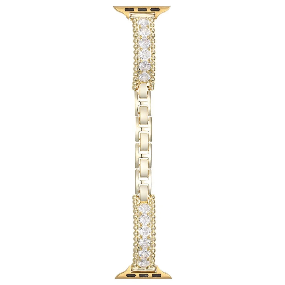 Bracelet Strap for Apple Watch Series 11 10 42mm / 9 8 7 41mm / SE3 SE2 SE 6 5 4 40mm / 3 2 1 38mm Beads Zircon Copper Watch Band - Gold - 1