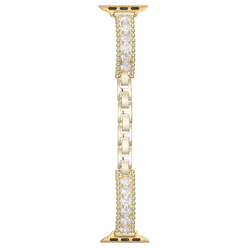 Bracelet Strap for Apple Watch Series 11 10 42mm / 9 8 7 41mm / SE3 SE2 SE 6 5 4 40mm / 3 2 1 38mm Beads Zircon Copper Watch Band - Gold - 1