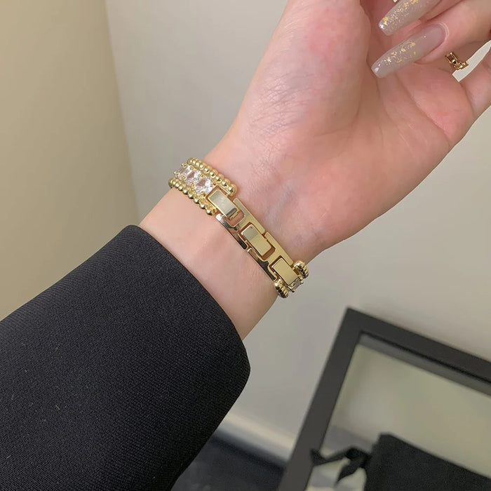 Bracelet Strap for Apple Watch Ultra 3 2 1 49mm / Series 11 10 46mm / 9 8 7 45mm / SE3 SE2 SE 6 5 4 44mm / 3 2 1 42mm 42mm Beads Zircon Copper Watch Band - Gold - 6