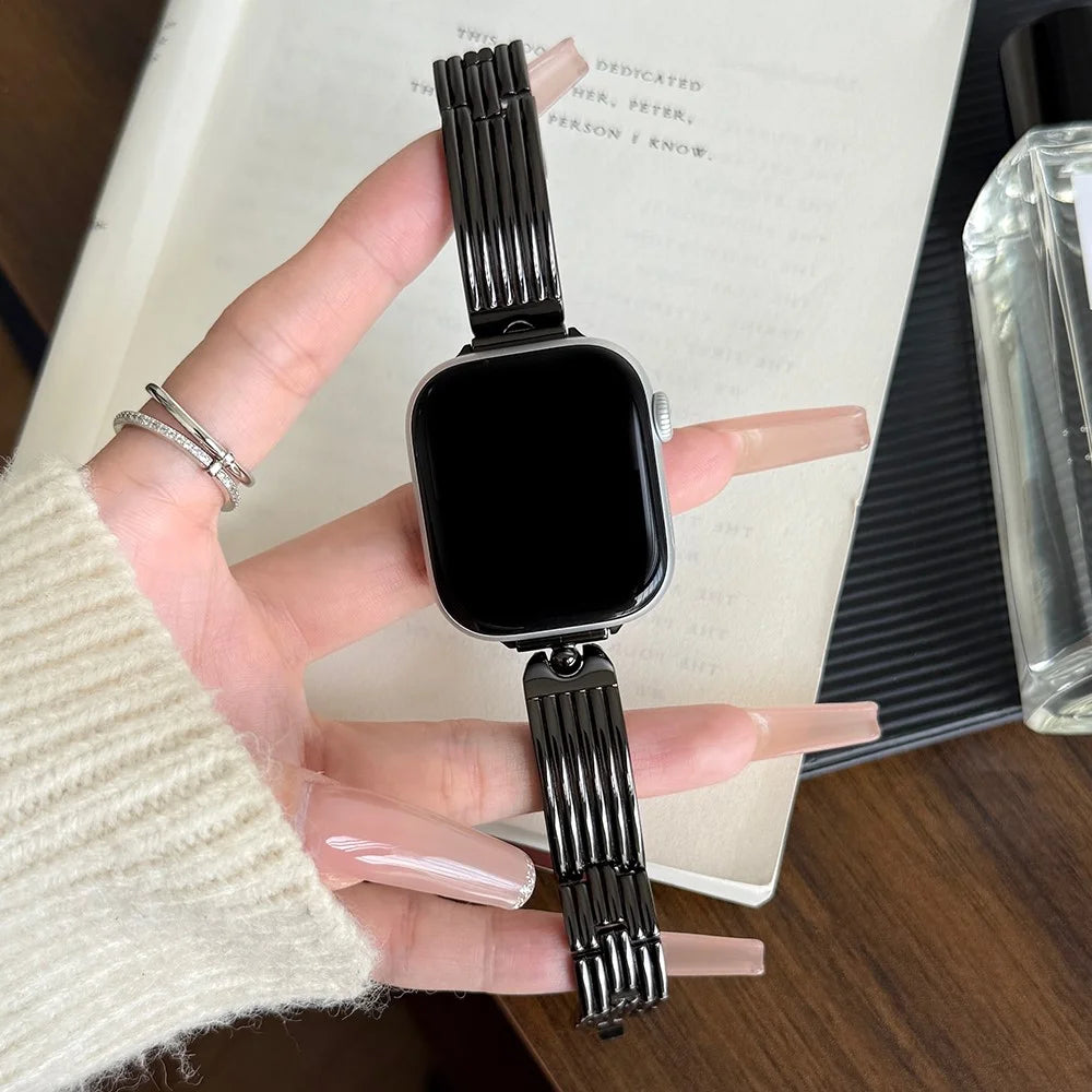Watch Strap for Apple Watch Series 11 10 42mm / 9 8 7 41mm / SE3 SE2 SE 6 5 4 40mm / 3 2 1 38mm Water Drop Joint Zinc Alloy Band - Black - 4