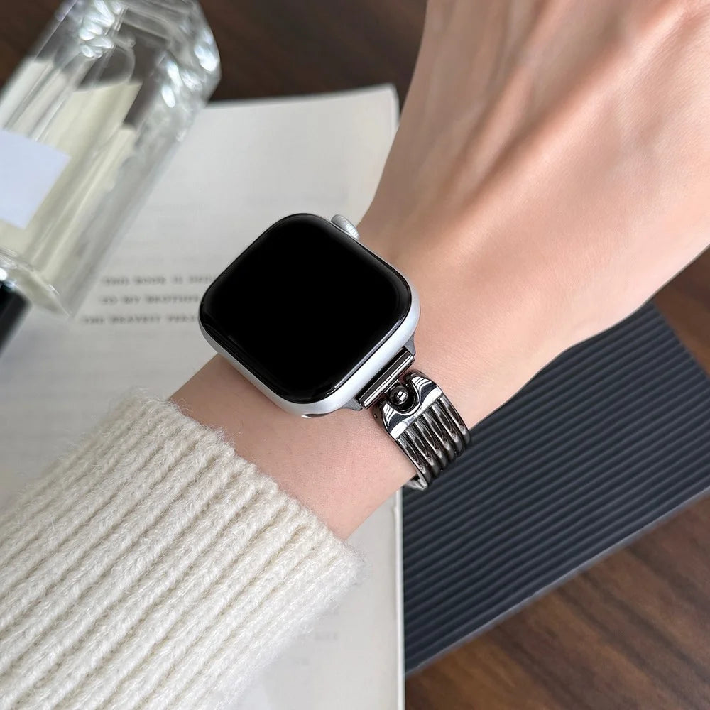 Watch Strap for Apple Watch Series 11 10 42mm / 9 8 7 41mm / SE3 SE2 SE 6 5 4 40mm / 3 2 1 38mm Water Drop Joint Zinc Alloy Band - Black - 5