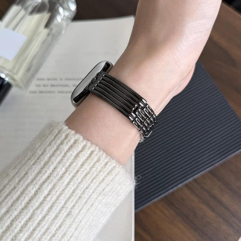 Watch Strap for Apple Watch Series 11 10 42mm / 9 8 7 41mm / SE3 SE2 SE 6 5 4 40mm / 3 2 1 38mm Water Drop Joint Zinc Alloy Band - Black - 6