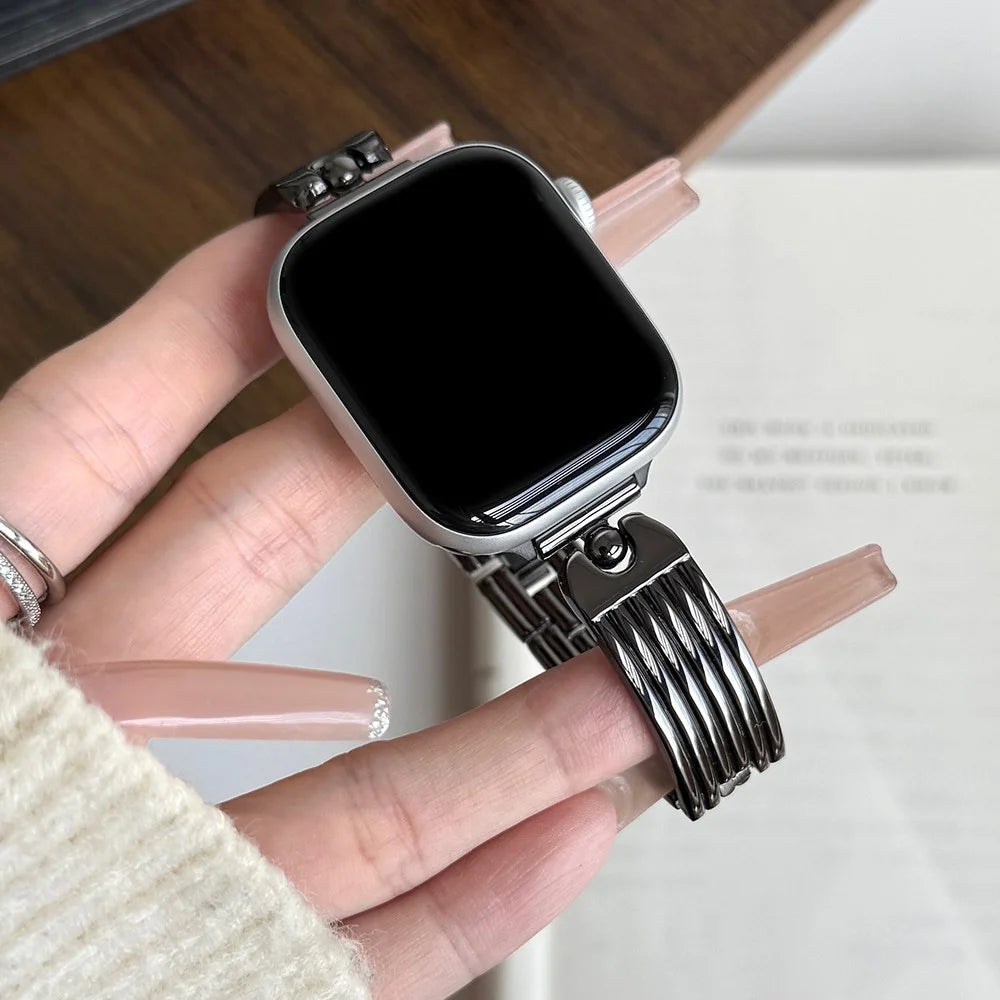 Watch Strap for Apple Watch Ultra 3 2 1 49mm / Series 11 10 46mm / 9 8 7 45mm / SE3 SE2 SE 6 5 4 44mm / 3 2 1 42mm 42mm Water Drop Joint Zinc Alloy Band - Black - 2