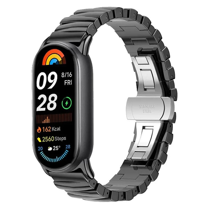 For Xiaomi Smart Band 9  /  8 Watch Band Irregular Stainless Steel Wrist Strap - Black - 2