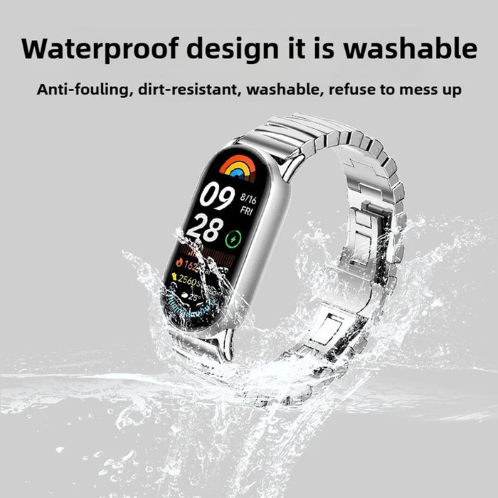 For Xiaomi Smart Band 9  /  8 Watch Band Irregular Stainless Steel Wrist Strap - Black - 4