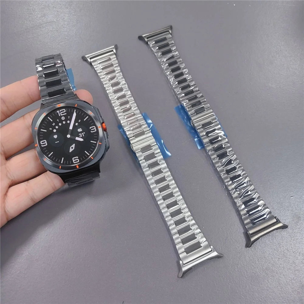 For Samsung Galaxy Watch Ultra2 47mm / Watch Ultra (2025) 47mm / Watch Ultra 47mm Titanium Alloy Watch Strap Butterfly Buckle Wrist Band - Silver - 3