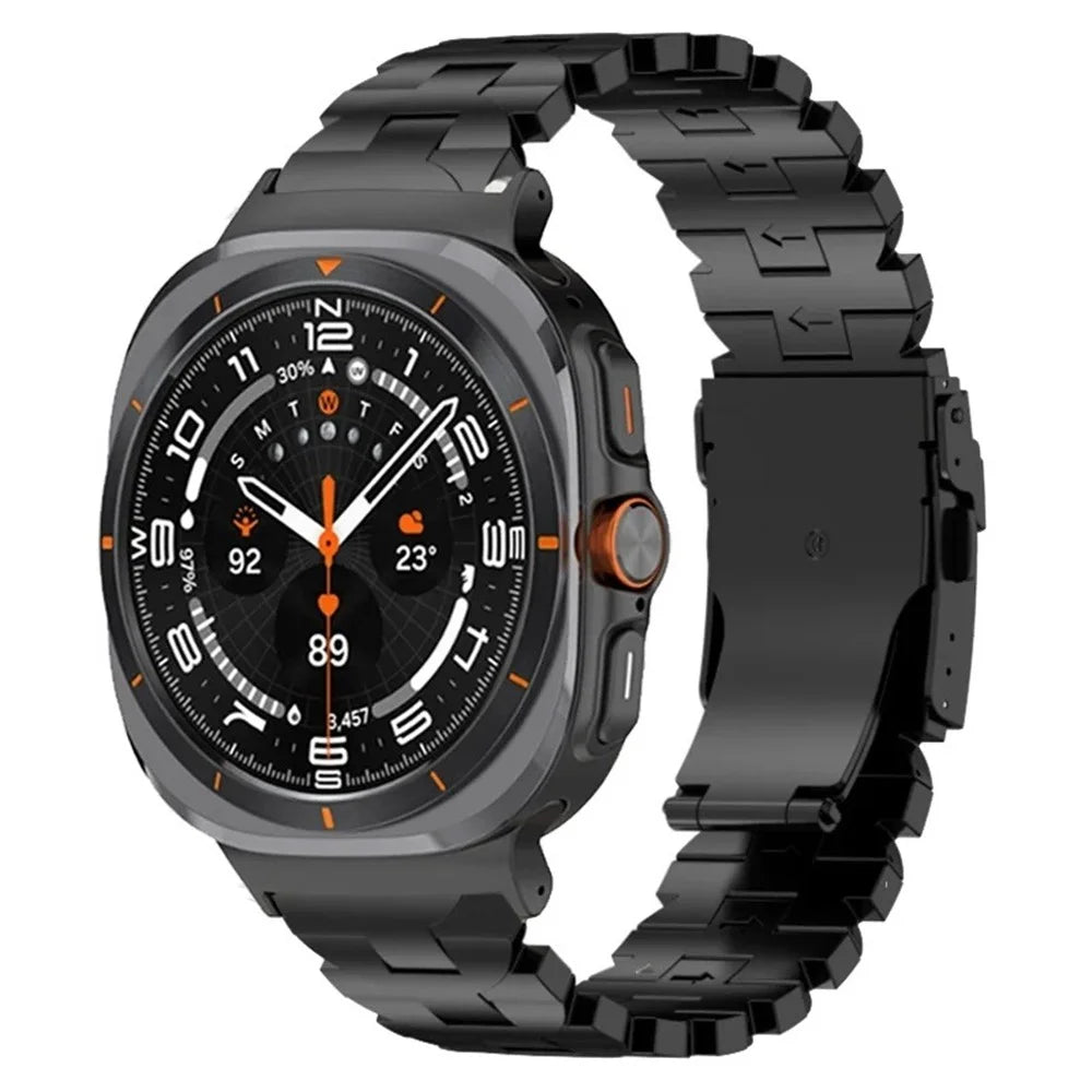 For Samsung Galaxy Watch Ultra2 47mm / Watch Ultra (2025) 47mm / Watch Ultra 47mm Titanium Alloy Watch Strap Butterfly Shape Wrist Band - Black - 2