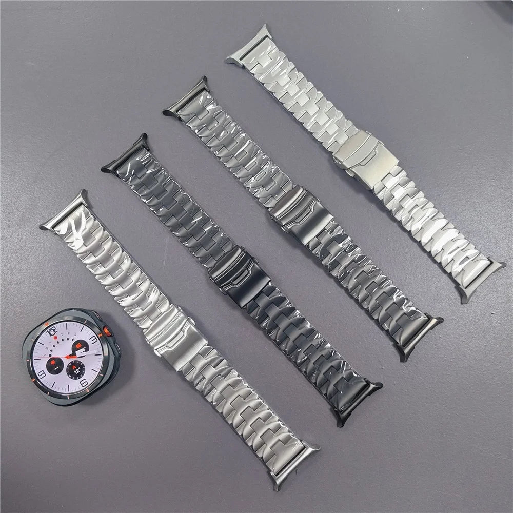 For Samsung Galaxy Watch Ultra2 47mm / Watch Ultra (2025) 47mm / Watch Ultra 47mm Titanium Alloy Watch Strap Butterfly Shape Wrist Band - Black - 4