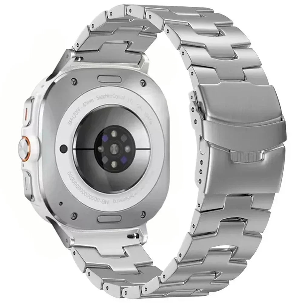 For Samsung Galaxy Watch Ultra2 47mm / Watch Ultra (2025) 47mm / Watch Ultra 47mm Oracle Bone Shape Wrist Band Titanium Alloy Watch Strap - Silver - 1
