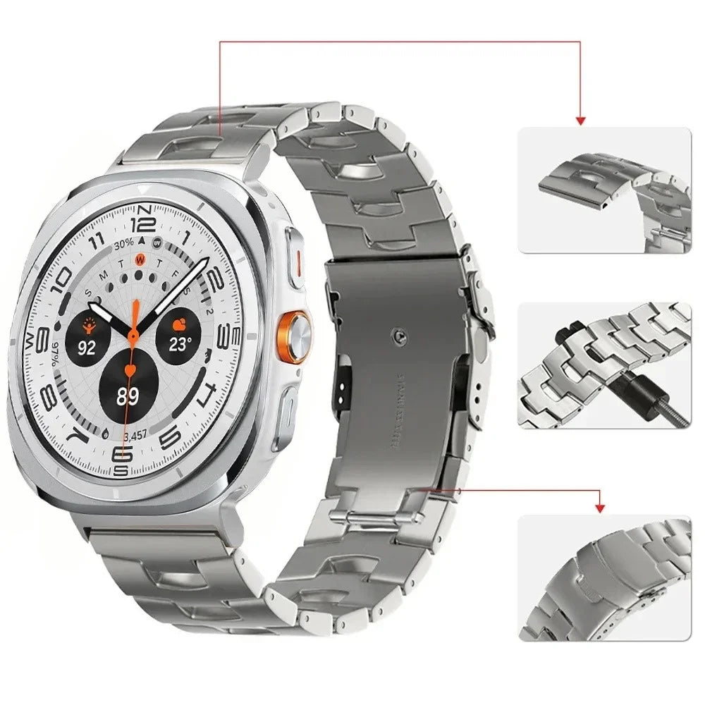 For Samsung Galaxy Watch Ultra2 47mm / Watch Ultra (2025) 47mm / Watch Ultra 47mm Oracle Bone Shape Wrist Band Titanium Alloy Watch Strap - Silver - 2
