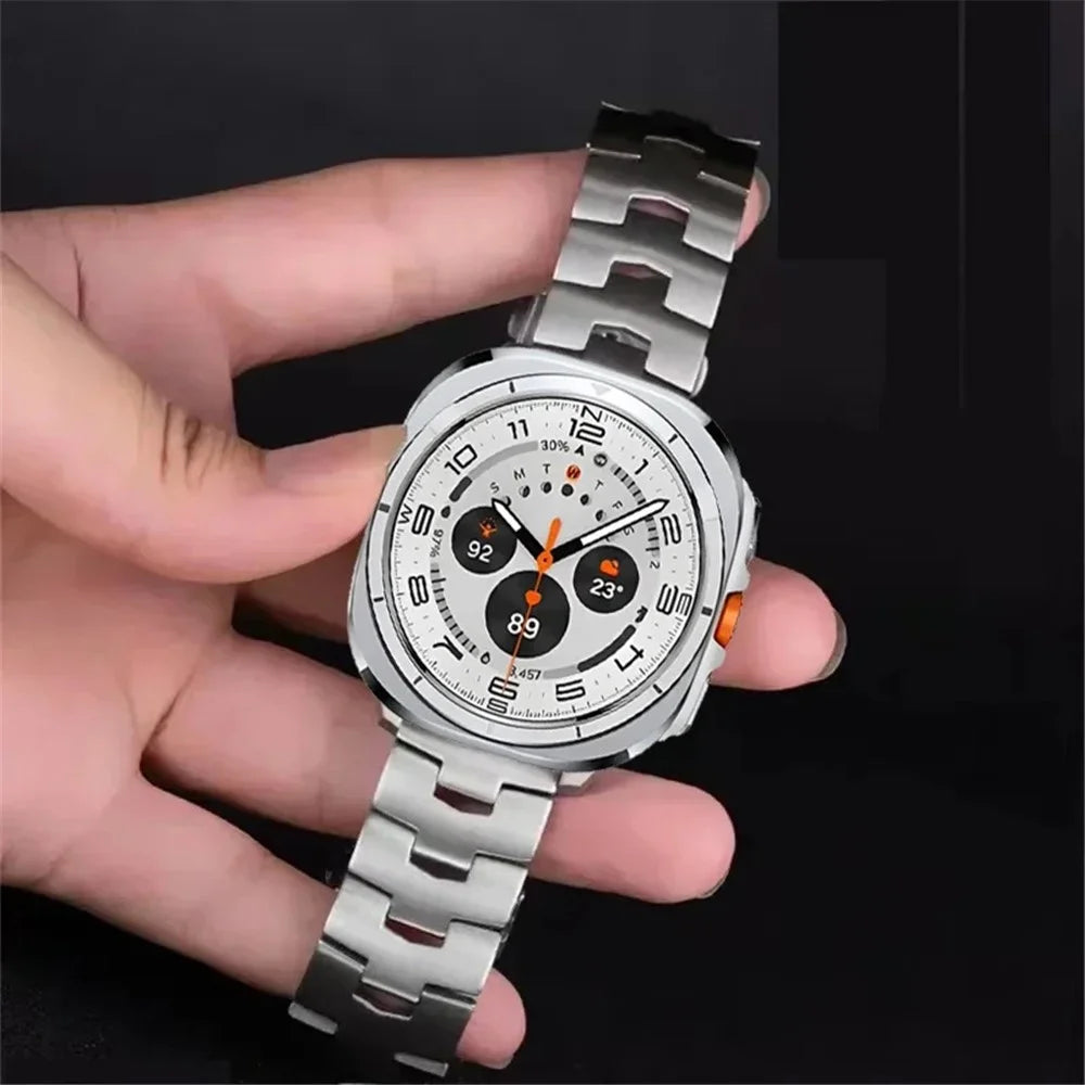 For Samsung Galaxy Watch Ultra2 47mm / Watch Ultra (2025) 47mm / Watch Ultra 47mm Oracle Bone Shape Wrist Band Titanium Alloy Watch Strap - Silver - 3