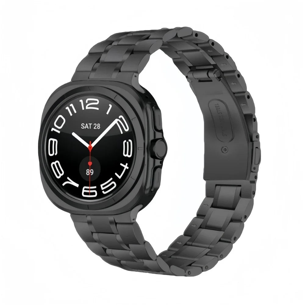 For Samsung Galaxy Watch Ultra2 47mm / Watch Ultra (2025) 47mm / Watch Ultra 47mm Watch Band Stainless Steel 5-Bead Wrist Strap - Black - 2