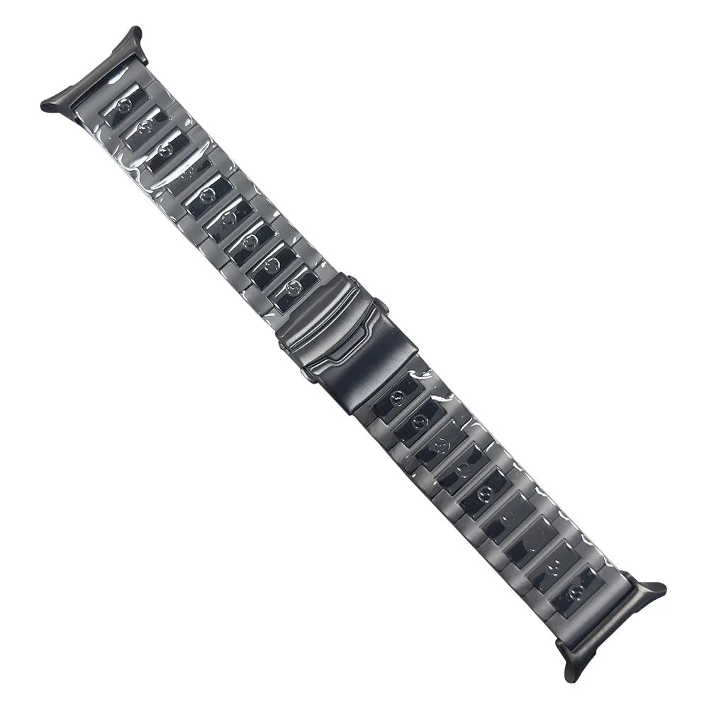 For Samsung Galaxy Watch Ultra2 47mm / Watch Ultra (2025) 47mm / Watch Ultra 47mm Titanium Alloy 3-Bead Watch Strap S Pattern Wrist Band - Black - 1