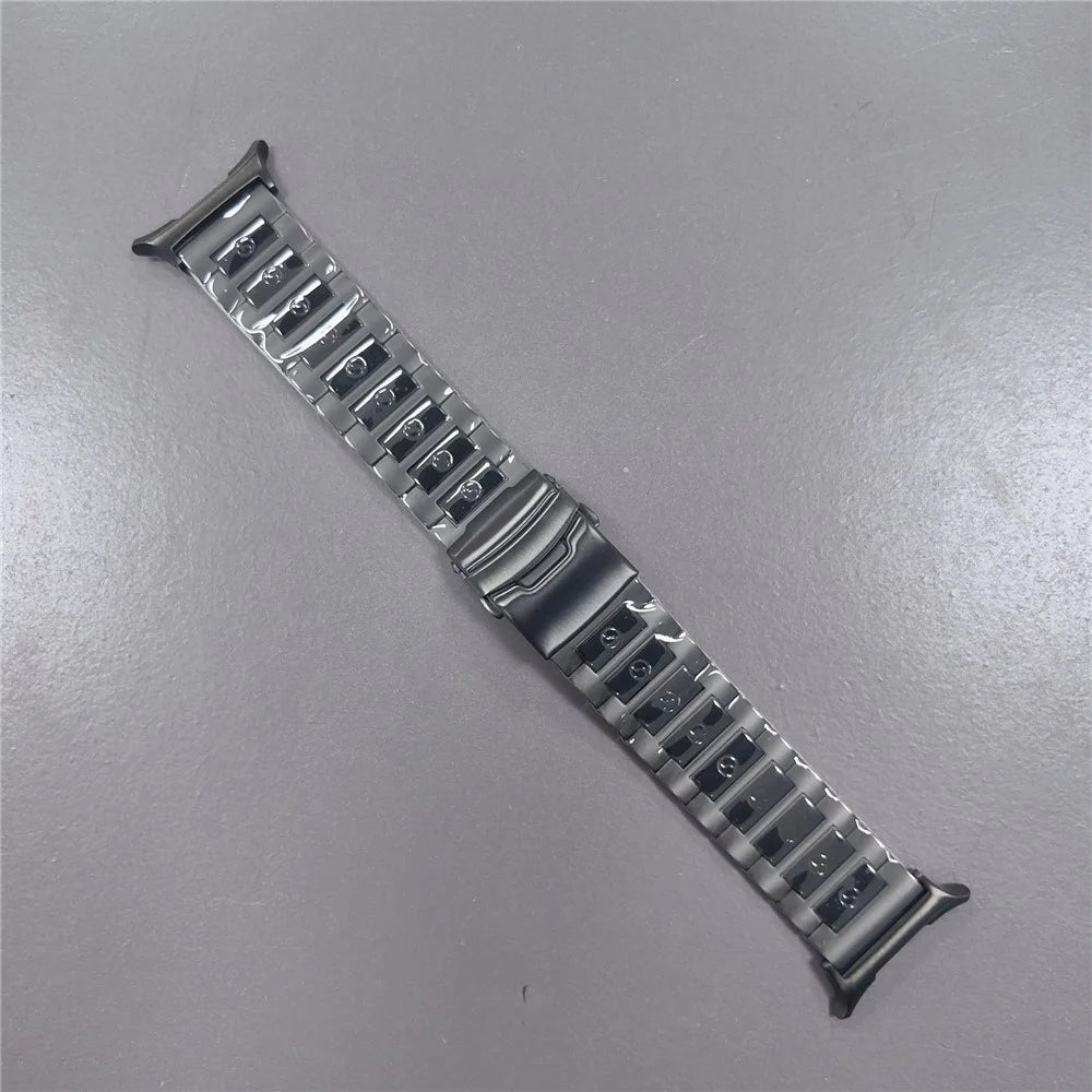 For Samsung Galaxy Watch Ultra2 47mm / Watch Ultra (2025) 47mm / Watch Ultra 47mm Titanium Alloy 3-Bead Watch Strap S Pattern Wrist Band - Black - 2
