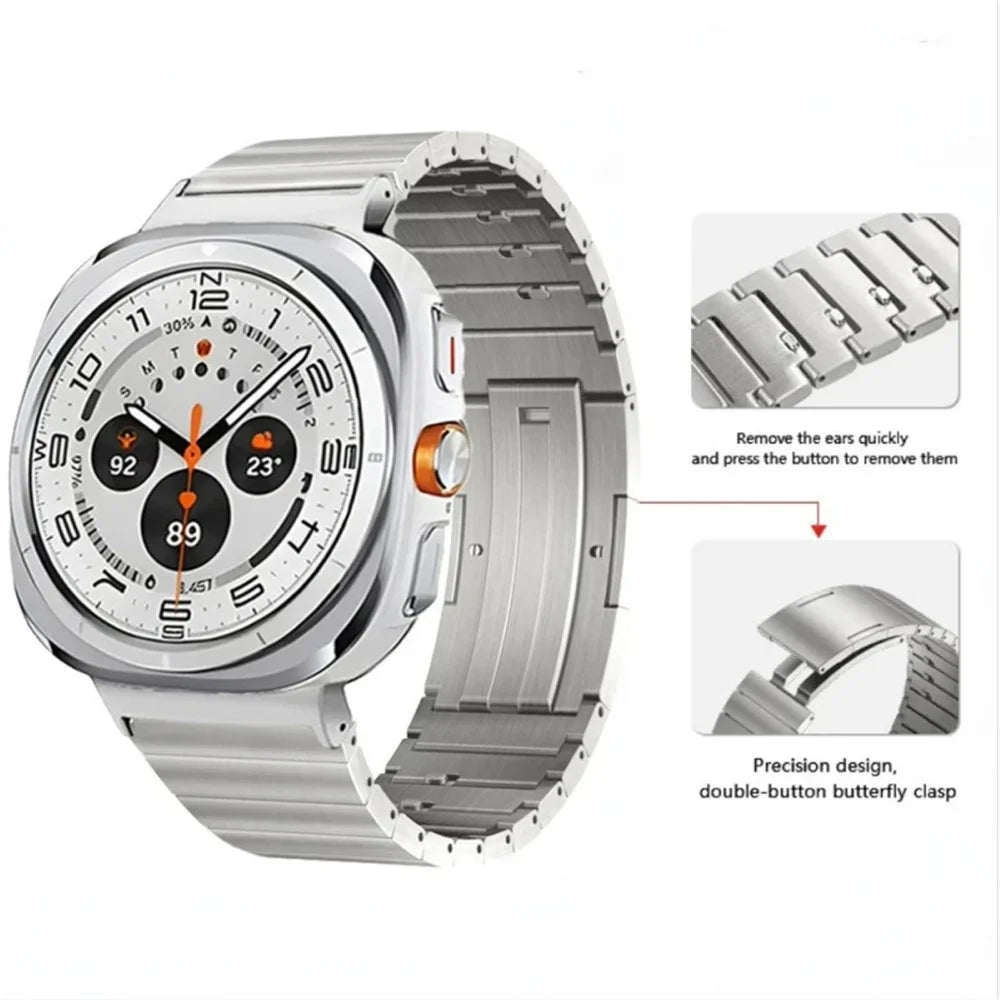 For Samsung Galaxy Watch Ultra2 47mm / Watch Ultra (2025) 47mm / Watch Ultra 47mm Replacement Strap Quick Release Titanium Alloy Watch Band - Silver - 3