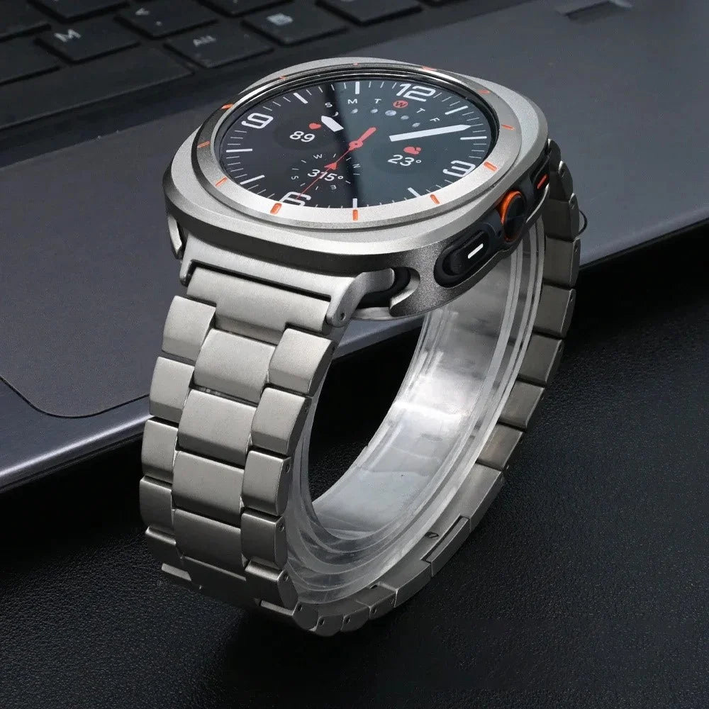 For Samsung Galaxy Watch Ultra2 47mm / Watch Ultra (2025) 47mm / Watch Ultra 47mm Watch Band Titanium Alloy 3-Bead Wrist Strap - Titanium - 7