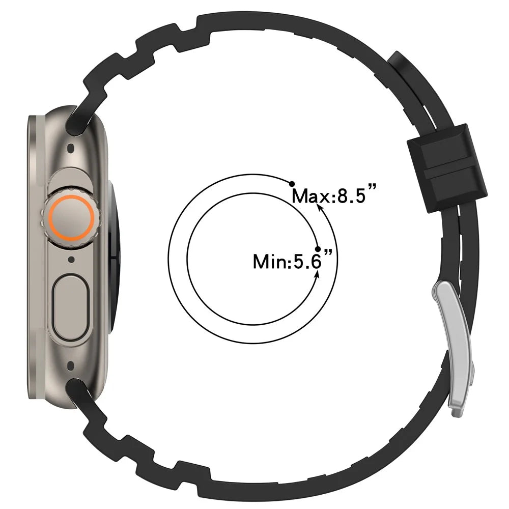 Silicone Band for Apple Watch Ultra 3 2 1 49mm / Series 11 10 46mm / 9 8 7 45mm / SE3 SE2 SE 6 5 4 44mm / 3 2 1 42mm 42mm Dual Color Watch Strap - Black / Orange - 6