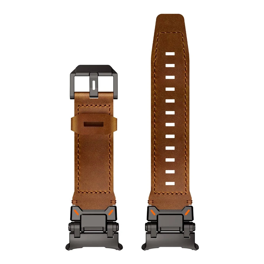 For Samsung Galaxy Watch Ultra2 47mm / Watch Ultra (2025) 47mm / Watch Ultra 47mm Leather Watch Band Wrist Strap with Stainless Steel Buckle - Black / Brown - 7