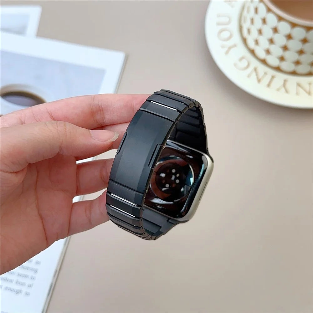 Stainless Steel Watch Band For Apple Watch Series 11 10 42mm / 9 8 7 41mm / SE3 SE2 SE 6 5 4 40mm / 3 2 1 38mm Wrist Strap with Side Buckle - Black - 4