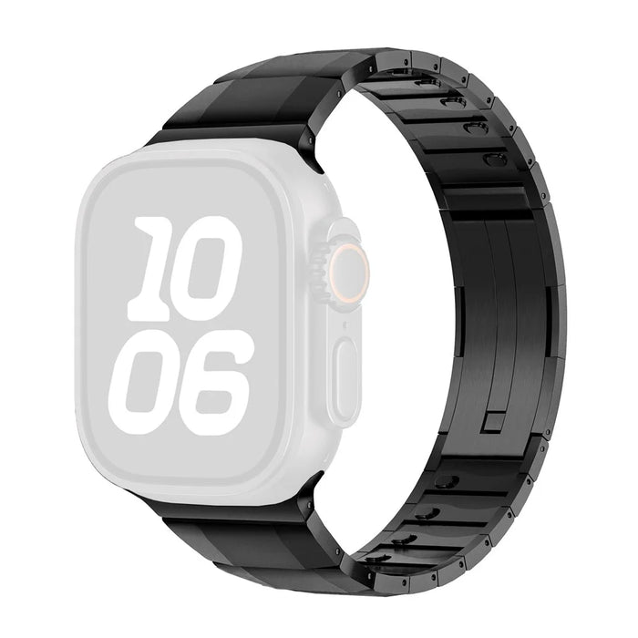 Stainless Steel Watch Band For Apple Watch Ultra 3 2 1 49mm / Series 11 10 46mm / 9 8 7 45mm / SE3 SE2 SE 6 5 4 44mm / 3 2 1 42mm Wrist Strap with Side Buckle - Black - 1