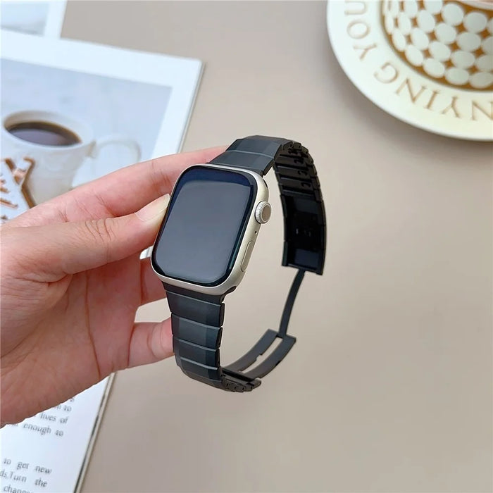Stainless Steel Watch Band For Apple Watch Ultra 3 2 1 49mm / Series 11 10 46mm / 9 8 7 45mm / SE3 SE2 SE 6 5 4 44mm / 3 2 1 42mm Wrist Strap with Side Buckle - Black - 5