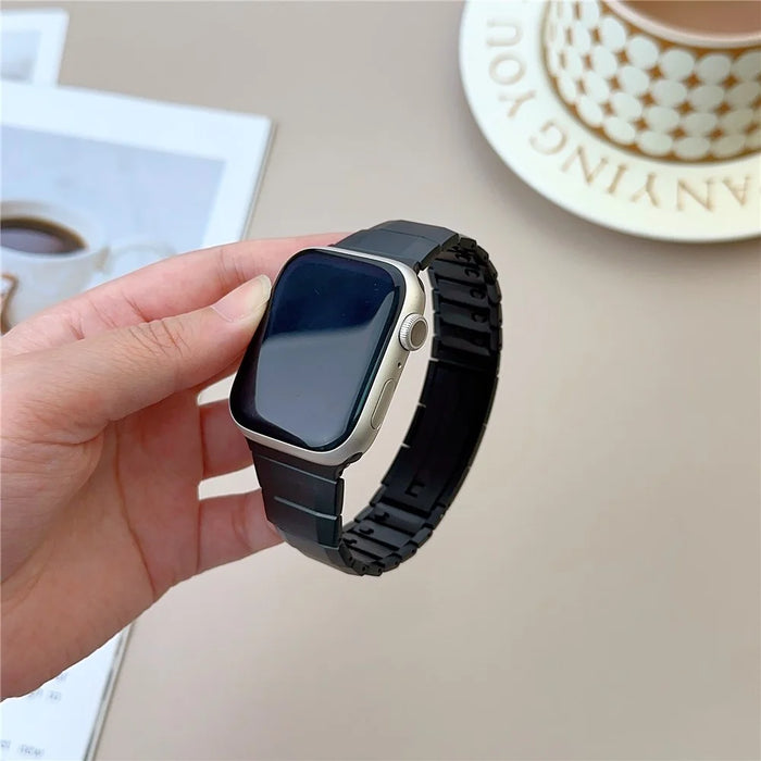 Stainless Steel Watch Band For Apple Watch Ultra 3 2 1 49mm / Series 11 10 46mm / 9 8 7 45mm / SE3 SE2 SE 6 5 4 44mm / 3 2 1 42mm Wrist Strap with Side Buckle - Black - 6