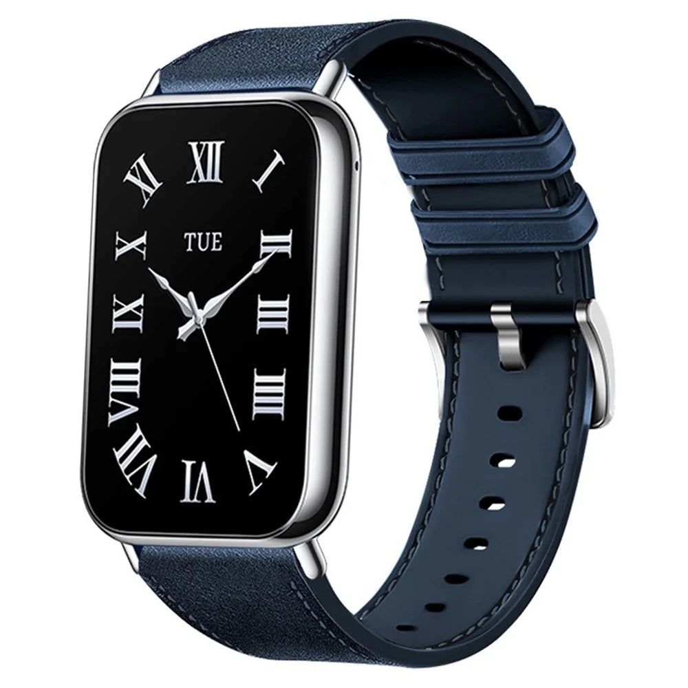 Watch Band For Xiaomi Smart Band 10 Pro / 9 Pro / 8 Pro / Redmi Watch 6 / 5 / 4 Leather Textured Silicone Wrist Strap - Midnight Blue - 2
