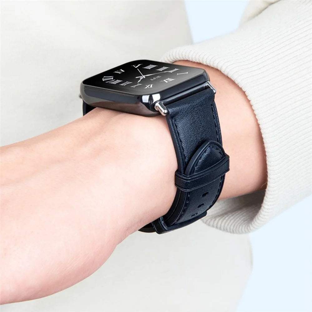 Watch Band For Xiaomi Smart Band 10 Pro / 9 Pro / 8 Pro / Redmi Watch 6 / 5 / 4 Leather Textured Silicone Wrist Strap - Midnight Blue - 5